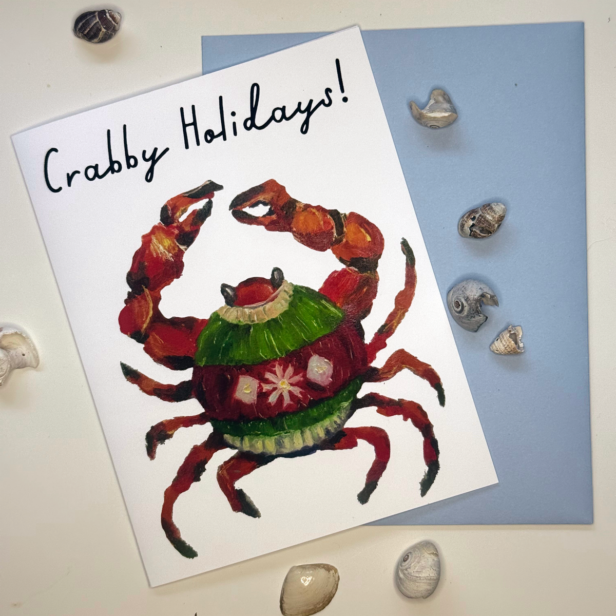 A2 coastal Christmas crab greeting card