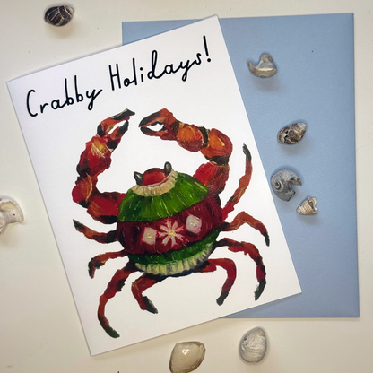 A2 coastal Christmas crab greeting card