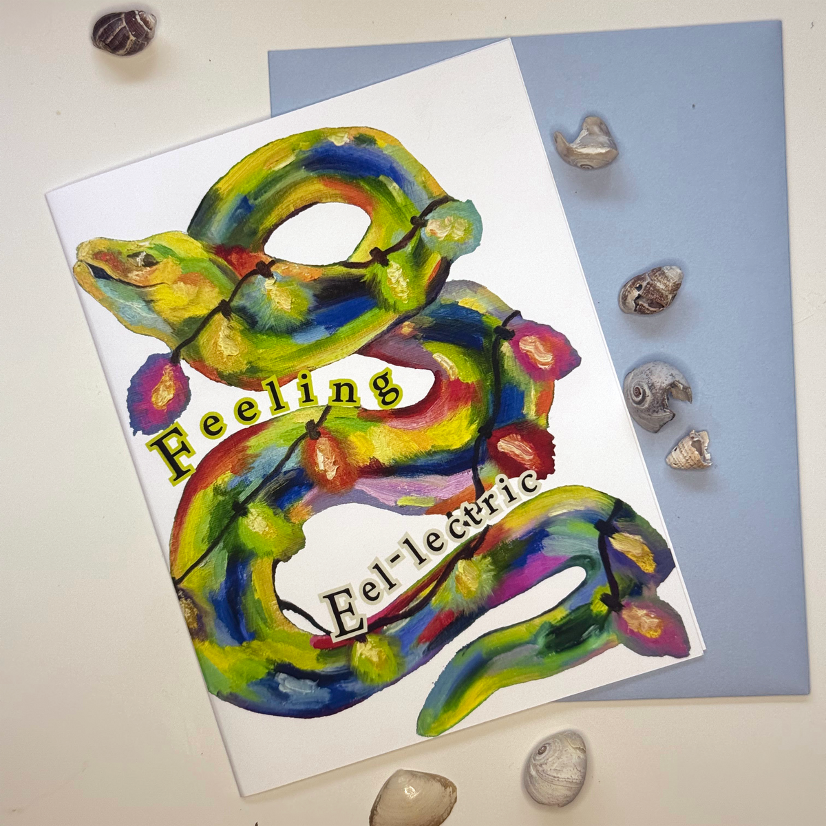 A2 electric eel coastal Christmas greeting card