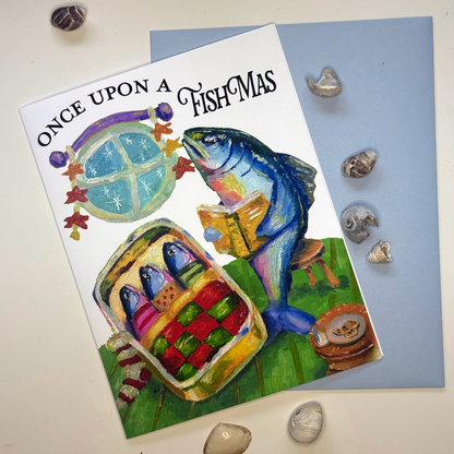 A2 sardine coastal Christmas greeting card